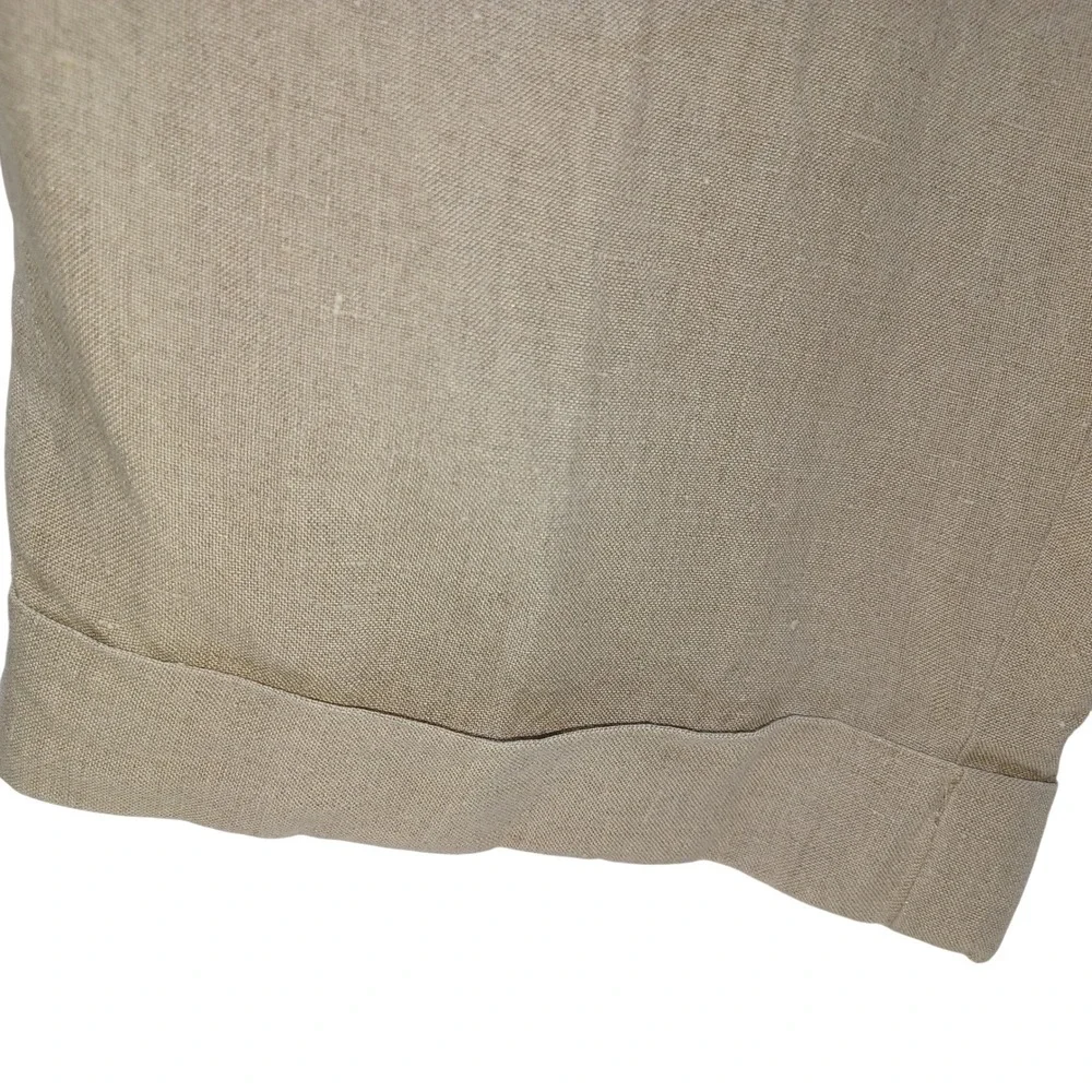 Banana Republic Men Linen Pants 34x28 Tan Pleated Cuffed Resort Old Money Preppy